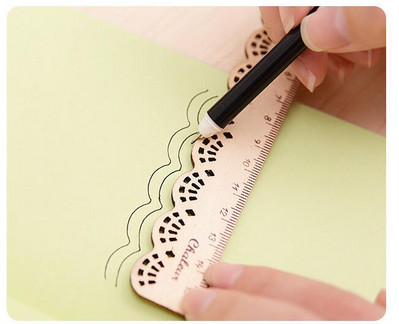 2τμχ / παρτίδα , Δαντελένιος ξύλινος ίσιος χάρακας για μαθητές , ξύλινος δαντέλα χάρακας ως σχολικό στατικό