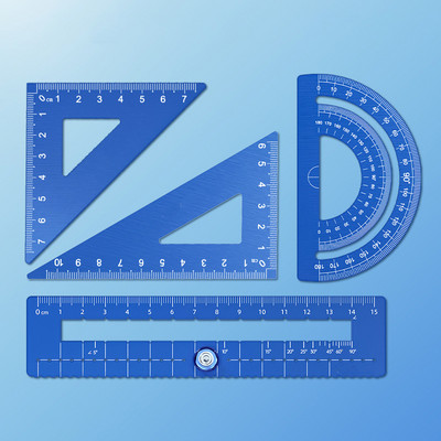 1/4 vnt./rinkinys UV aliuminio lydinio liniuotės brėžinio matavimo geometrija trikampio liniuotė Tiesioji liniuotė Įvairios liniuotės tiekimas