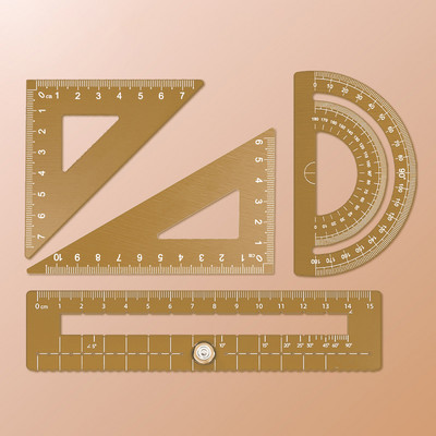 1/4 vnt./rinkinys UV aliuminio lydinio liniuotės brėžinio matavimo geometrija trikampio liniuotė Tiesioji liniuotė Įvairios liniuotės tiekimas