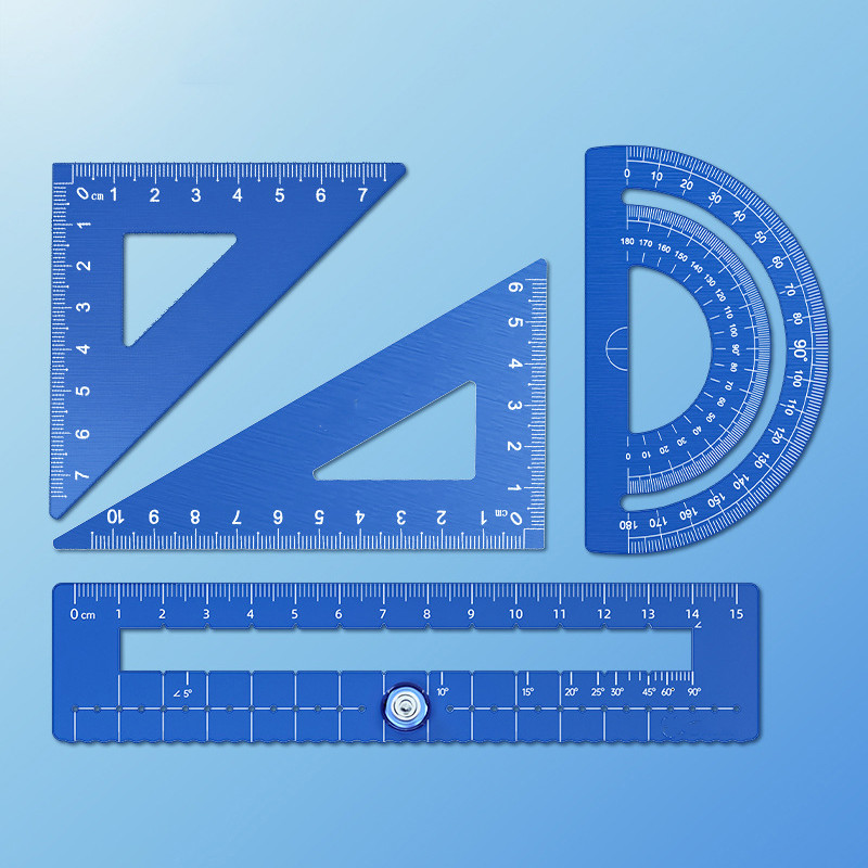 1/4 vnt./rinkinys UV aliuminio lydinio liniuotės brėžinio matavimo geometrija trikampio liniuotė Tiesioji liniuotė Įvairios liniuotės tiekimas