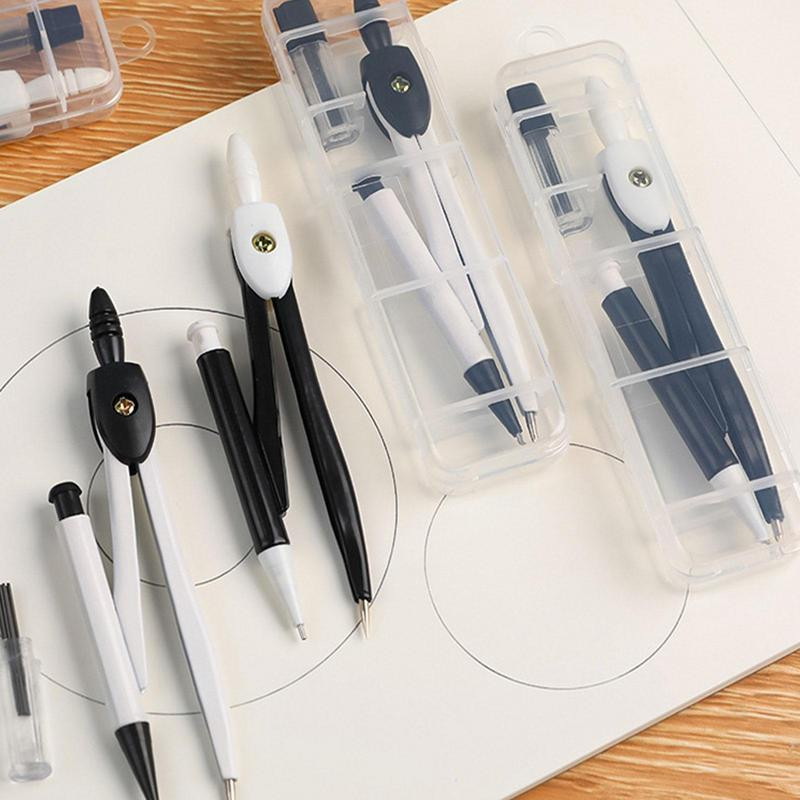 Kompass ģeometrijai Izturīgas mākslas kompass Gludas rakstīšanas rasēšanas kompass ar papildu līdzekļiem bērniem Pieaugušajiem Pusaudžiem Biroja skolas piederumi