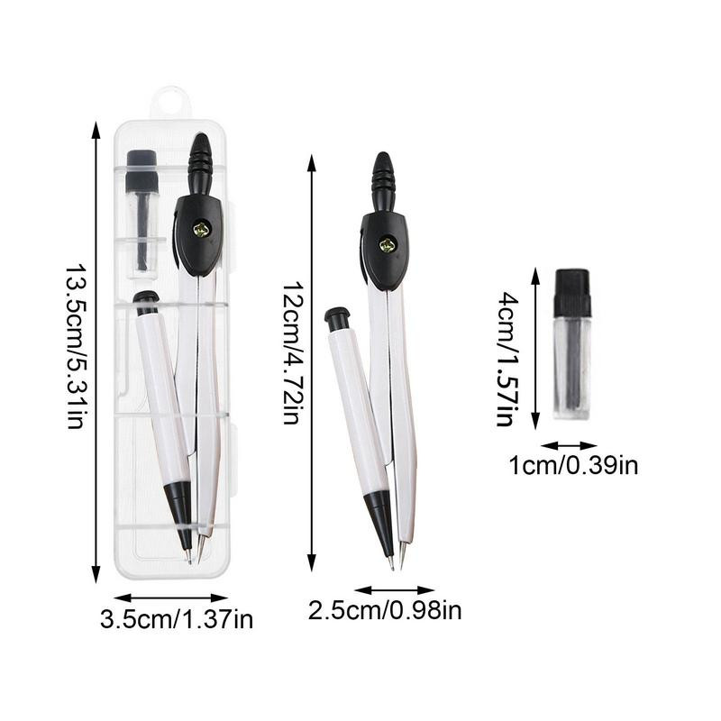 Kompass ģeometrijai Izturīgas mākslas kompass Gludas rakstīšanas rasēšanas kompass ar papildu līdzekļiem bērniem Pieaugušajiem Pusaudžiem Biroja skolas piederumi