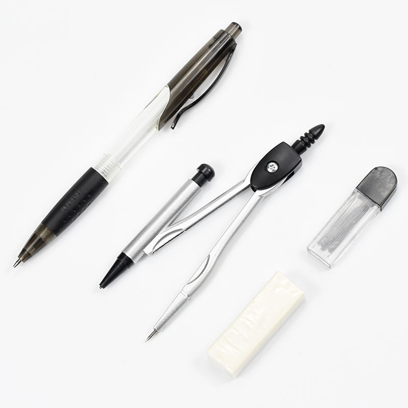 003 fém iránytű 8 In1School tanulói iránytű radír vezetékdoboz vonalzóval Matematikai geometriai iránytű rajzhoz, mérőeszköz