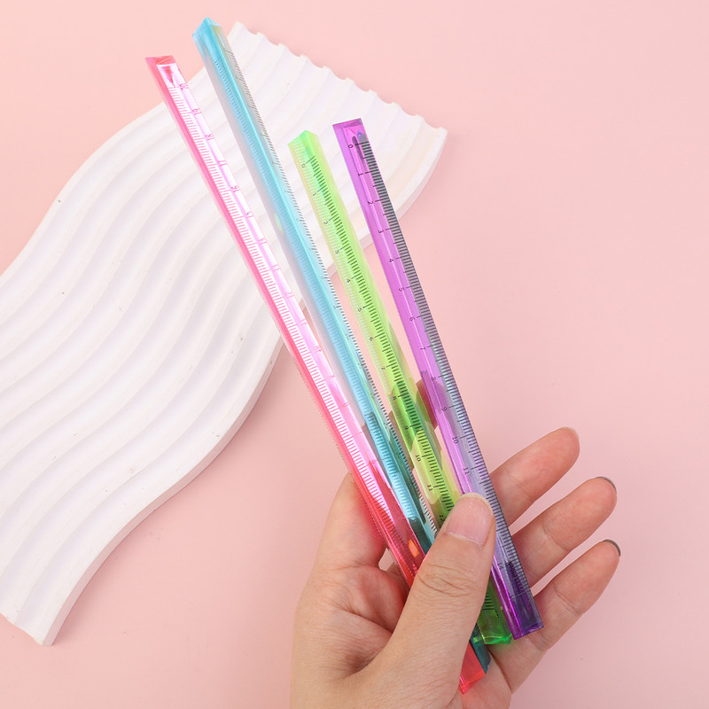 15 cm/20 cm värviline läbipaistev kolmemõõtmeline kolmnurkne skaala joonlaud, täpne mõõtmine statsionaarsed joonlauad koolitarbed