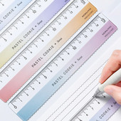 Lihtne läbipaistev akrüüljoonlaud Sirge joonlaud lainejoon Värviline vooder Joonistustööriistad Armsad kirjatarvete joonistamine Kontoritarbed