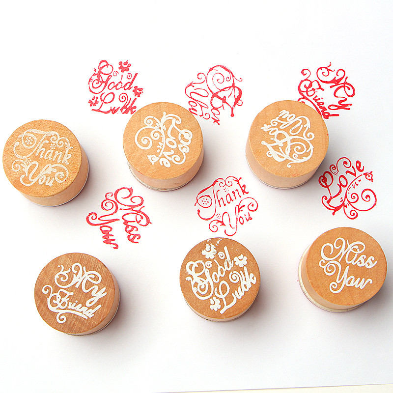 1 бр. Направи си сам ретро печат от дърво, каучук, ръчно изработен печат с писмо, албум с лексикони, карти с декорации, думи, благодаря/за теб, благословия, поздравителни думи