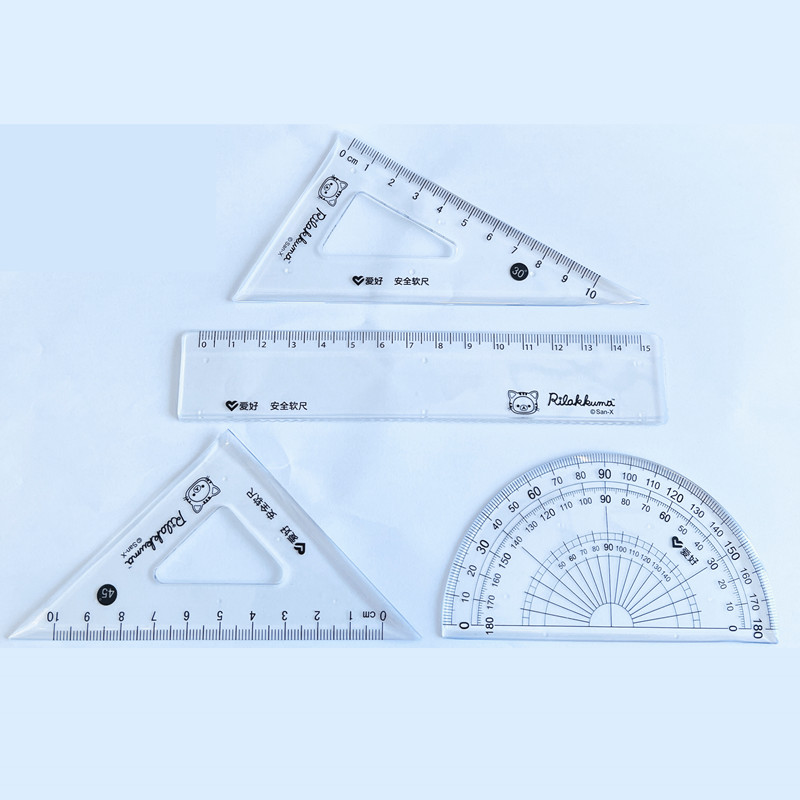 AIHAO 75167 Rilakkuma pehme joonlaua komplekt geomeetria matemaatika ruutkraadi kolmnurk kirjatarvete nurgajoonlauad koolitarvete jaoks