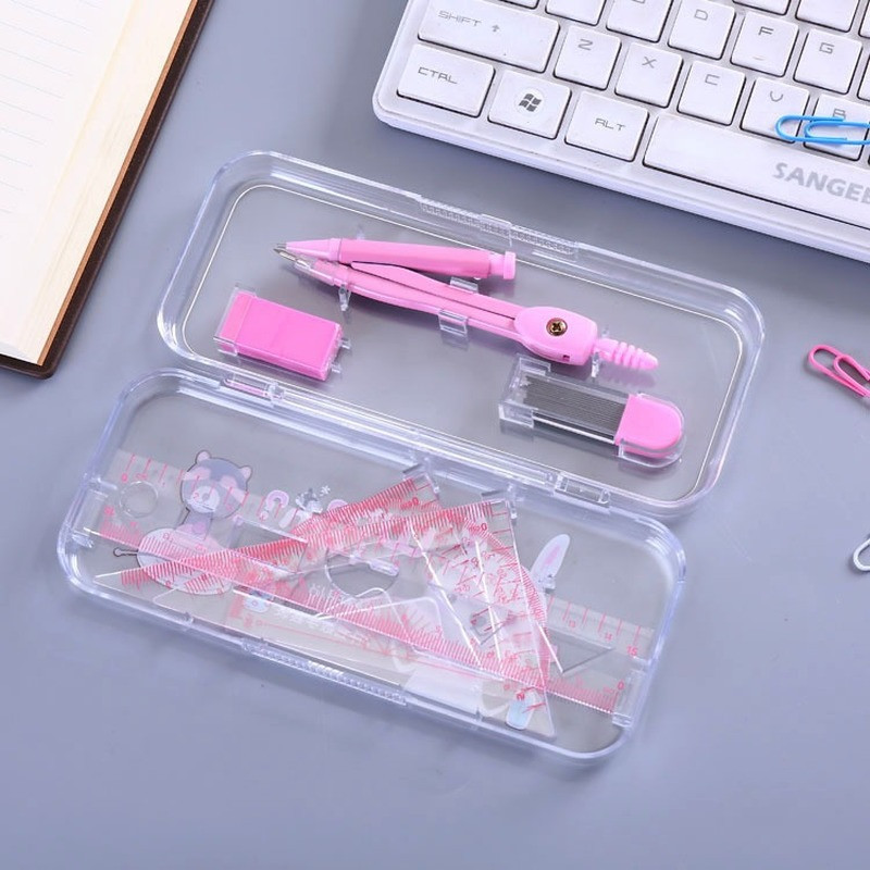 Studentu matemātikas komplekts 2022. gada skolas piederumu matemātiskais komplekts, 7 gab. Kompasa zīmuļa lineāla dzēšgumija bērnu stacionāram zīmēšanas mērinstrumentam