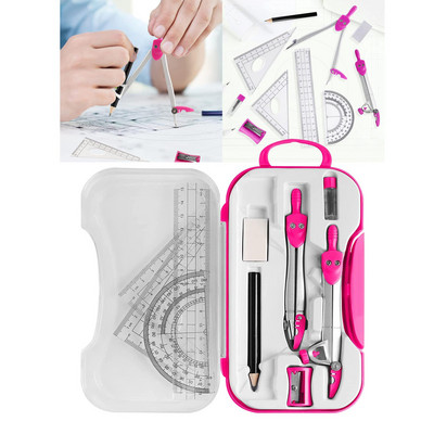 Math Geometry Kit μοιρογνωμόνιο Πυξίδα Σετ τρίγωνο χάρακα Γόμα γραφικής ύλης για Σχεδίαση Μηχανικών Εργαλείων Γραφείου Καθηγητές