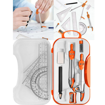 Math Geometry Kit μοιρογνωμόνιο Πυξίδα Σετ τρίγωνο χάρακα Γόμα γραφικής ύλης για Σχεδίαση Μηχανικών Εργαλείων Γραφείου Καθηγητές
