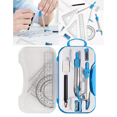 Math Geometry Kit μοιρογνωμόνιο Πυξίδα Σετ τρίγωνο χάρακα Γόμα γραφικής ύλης για Σχεδίαση Μηχανικών Εργαλείων Γραφείου Καθηγητές