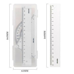 Set de rigle din aluminiu DELI Măsurarea desenelor riglă triunghiulară dreptar Protractor Material pentru desenare Set de rigle pentru geometrie