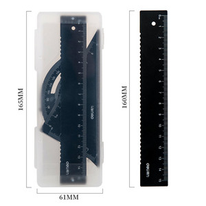 Set de rigle din aluminiu DELI Măsurarea desenelor riglă triunghiulară dreptar Protractor Material pentru desenare Set de rigle pentru geometrie