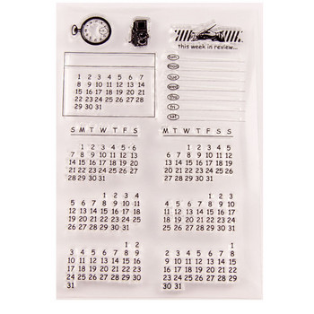 Календар Прозрачен силиконов печат JunkJournal Месец Седмичен план Гумен печат за канцеларски материали за скрапбукинг DIY Craft Стандартен печат