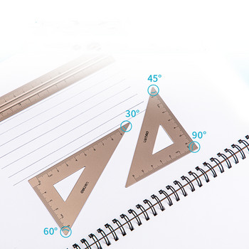DELI Алуминиев комплект за чертане 4 PCS Комплект линийки за училище Права линийка Триъгълен транспортир Канцеларски материали