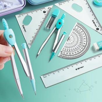 Blue Compass Ruler 7 Pieces Learning Tools Σετ μαθηματικών σχεδίων για μαθητές