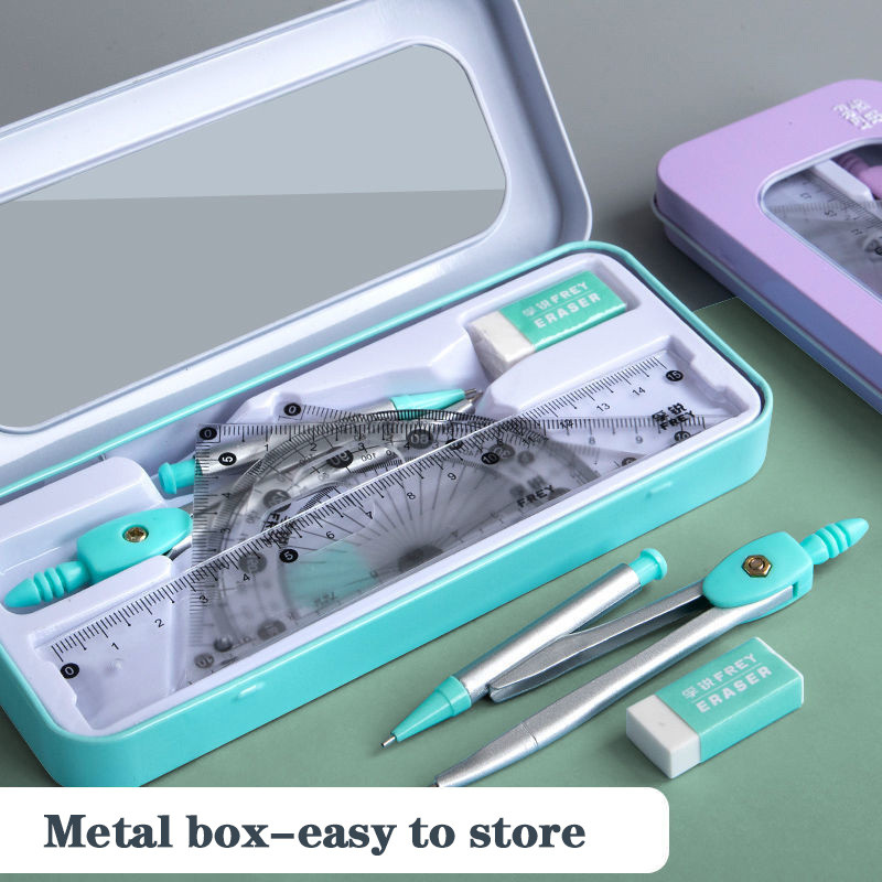 7 бр./комплект Комплект линийки с компас Многофункционални математически линийки Професионални инструменти за рисуване Ученически пособия Ученици Канцеларски материали