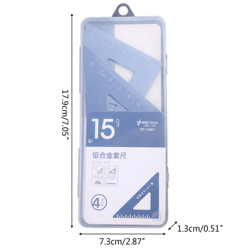 4-ühes metallist joonlauaga kirjatarvete komplekt alumiiniumsulamist multifunktsionaalne kombineeritud joonlaud kolmnurga nurgamõõturi sulami joonis