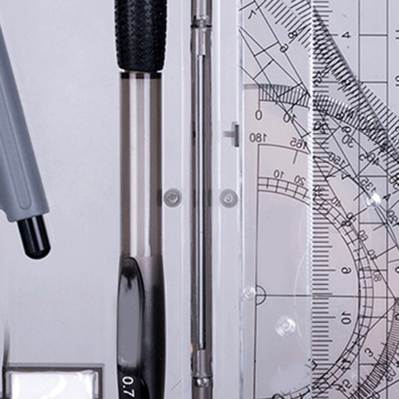 Set de 8 bucăți set de riglă busolă pentru desen, portabil, acasă, matematică, grafică, geometrie, studiu, papetărie, studenți