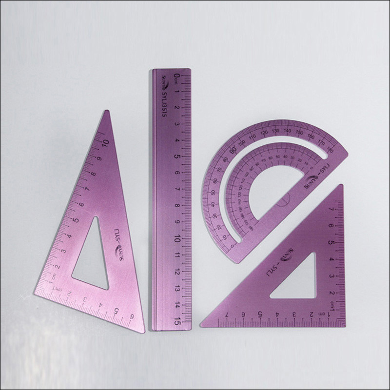 4 tk / komplekt alumiiniumist joonlaua komplekt metallist täisnurkne kolmnurk joonlaud geomeetria matemaatika joonistamine kirjatarbed kooliõpilase kingitus