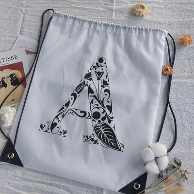 Genți cu șnur Imprimare cu alfabet grafic negru Femei Geantă yoga Bărbați Genți sport Genți pentru desen Alb Personalizează Geantă de baschet