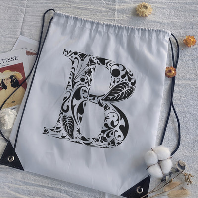 Genți cu șnur Imprimare cu alfabet grafic negru Femei Geantă yoga Bărbați Genți sport Genți pentru desen Alb Personalizează Geantă de baschet