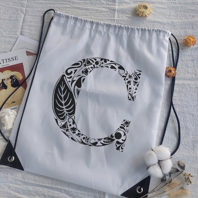 Genți cu șnur Imprimare cu alfabet grafic negru Femei Geantă yoga Bărbați Genți sport Genți pentru desen Alb Personalizează Geantă de baschet