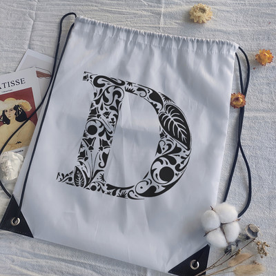 Genți cu șnur Imprimare cu alfabet grafic negru Femei Geantă yoga Bărbați Genți sport Genți pentru desen Alb Personalizează Geantă de baschet