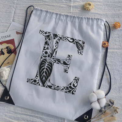 Genți cu șnur Imprimare cu alfabet grafic negru Femei Geantă yoga Bărbați Genți sport Genți pentru desen Alb Personalizează Geantă de baschet