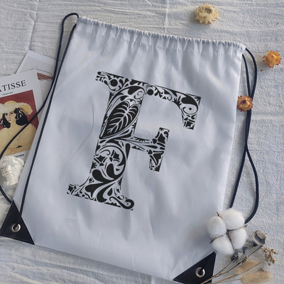 Genți cu șnur Imprimare cu alfabet grafic negru Femei Geantă yoga Bărbați Genți sport Genți pentru desen Alb Personalizează Geantă de baschet