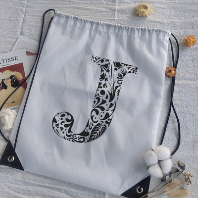 Genți cu șnur Imprimare cu alfabet grafic negru Femei Geantă yoga Bărbați Genți sport Genți pentru desen Alb Personalizează Geantă de baschet