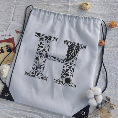 Genți cu șnur Imprimare cu alfabet grafic negru Femei Geantă yoga Bărbați Genți sport Genți pentru desen Alb Personalizează Geantă de baschet