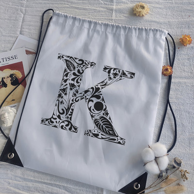 Genți cu șnur Imprimare cu alfabet grafic negru Femei Geantă yoga Bărbați Genți sport Genți pentru desen Alb Personalizează Geantă de baschet