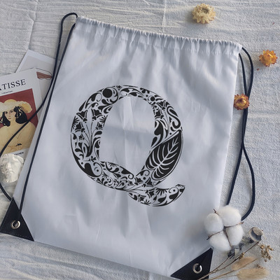 Genți cu șnur Imprimare cu alfabet grafic negru Femei Geantă yoga Bărbați Genți sport Genți pentru desen Alb Personalizează Geantă de baschet