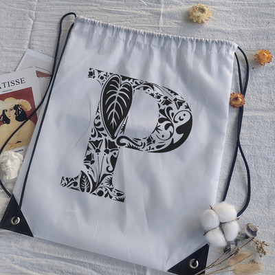 Genți cu șnur Imprimare cu alfabet grafic negru Femei Geantă yoga Bărbați Genți sport Genți pentru desen Alb Personalizează Geantă de baschet