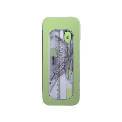 Set de 7 bucăți Kit de papetărie pentru studenți, școală, riglă triunghiulară, busole, gumă, creion, reumplere, cutie de măsurare cadou violet