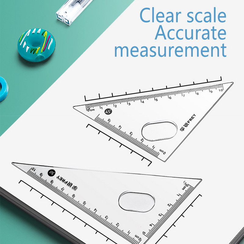 Set de 7 bucăți Kit de papetărie pentru studenți, școală, riglă triunghiulară, busole, gumă, creion, reumplere, cutie de măsurare cadou violet
