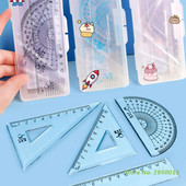 4Pcs/set Prozirna ravnala za crtanje Set alata za crtanje precizne geometrije uključuje ravno ravnalo Trokutasto ravnalo Kutomjer