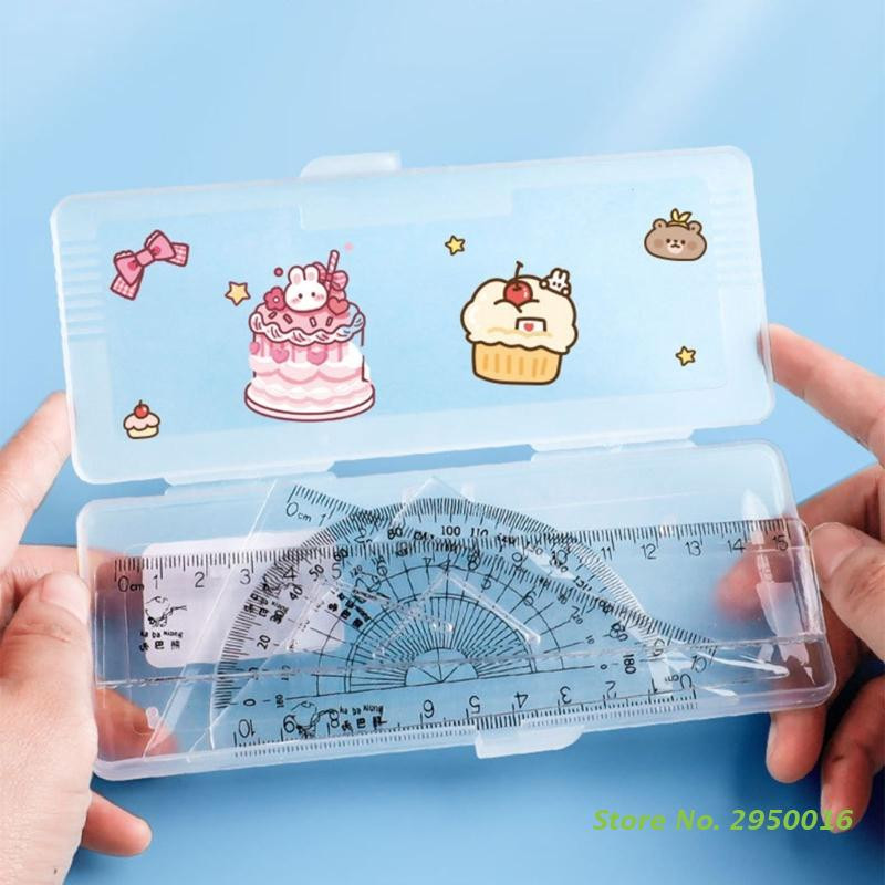 4Pcs/set Prozirna ravnala za crtanje Set alata za crtanje precizne geometrije uključuje ravno ravnalo Trokutasto ravnalo Kutomjer