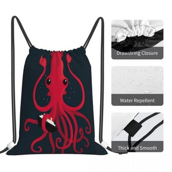 Kraken Attaken Drawstring τσάντες Τσάντες πλάτης Τσάντες Σχολικές τσάντες Χαριτωμένο σακίδιο πλάτης πουγκάκι με κορδόνια