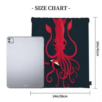 Kraken Attaken Drawstring τσάντες Τσάντες πλάτης Τσάντες Σχολικές τσάντες Χαριτωμένο σακίδιο πλάτης πουγκάκι με κορδόνια