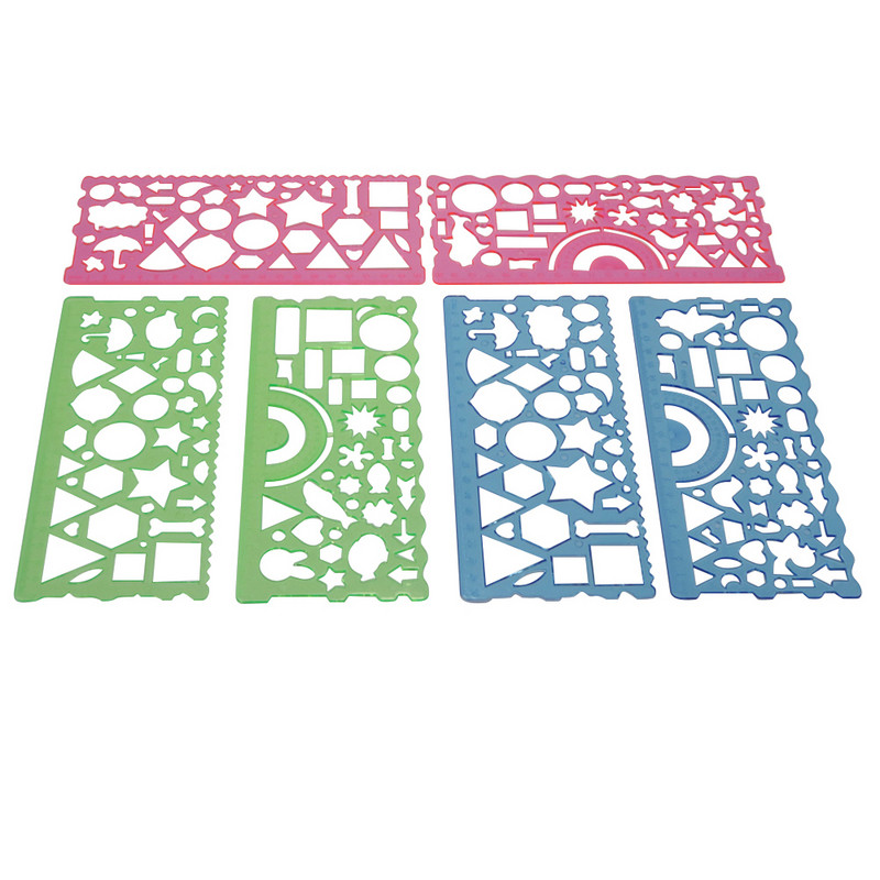 Mokiniams susitraukianti piešimo liniuotė 2 rinkiniai geometrinės liniuotės Studentų raštinės reikmenys mokykliniai reikmenys Universali gėlių liniuotė