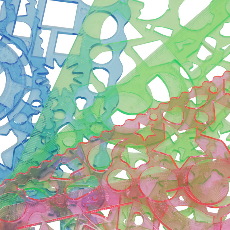 Mokiniams susitraukianti piešimo liniuotė 2 rinkiniai geometrinės liniuotės Studentų raštinės reikmenys mokykliniai reikmenys Universali gėlių liniuotė