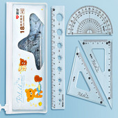 4 τεμ/Σετ AIHAO LB00494 Σετ χάρακα Rilakkuma Πλαστική Γεωμετρία Μαθηματικά Τετράγωνο Σχέδιο Πυξίδα Χαρτικά Γωνία Χάρακες για το Σχολείο
