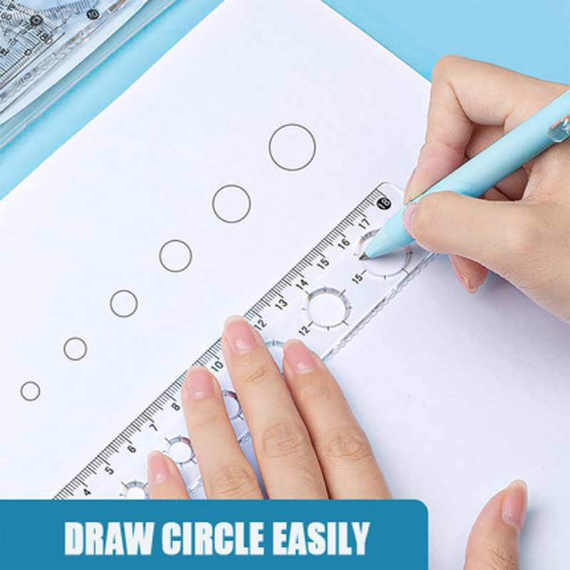 4 tk / komplekt AIHAO LB00494 Rilakkuma joonlaua komplekt Plastikust geomeetria matemaatika ruut Joonistamine kompass kirjatarbed nurga joonlauad kooli