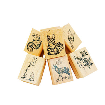 1 τεμ/παρτίδα Cute Forest Animals Series Vintage Seal Wooden Stamp DIY For Scrapbooking Stationery