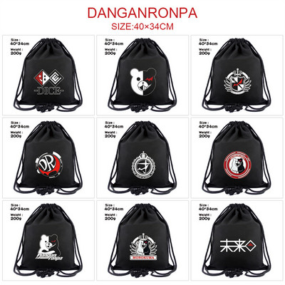 Anime Danganronpa Canvas Μαύρες τσάντες με κορδόνια Σακίδιο πλάτης κινουμένων σχεδίων Ανδρικά/γυναικεία καλλυντικά κοντέινερ Casual τσάντα παραλίας Παπούτσια πουγκί Δώρα