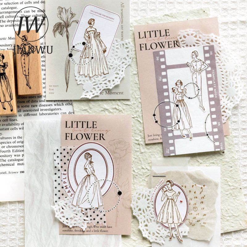 JIANWU 1 db Old Dream Iraqi Series Retro karakterek fából készült gumibélyegző kreatív barkácsnapló Scrapbooking dekor levélpapír