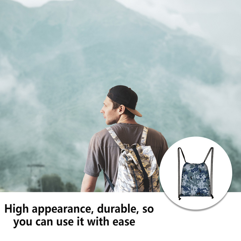 Geanta cu snur Sport Fete Baieti Rucsac Scoala Snur haine Container Depozitare Camuflaj Pachet Accesorii pentru exterior
