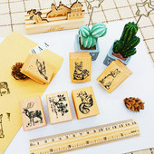 1Pack amatniecības koka gumijas zīmogi DIY Kawaii meža dzīvnieks scrapbooking kancelejas preces scrapbooking 4x3x2,4cm